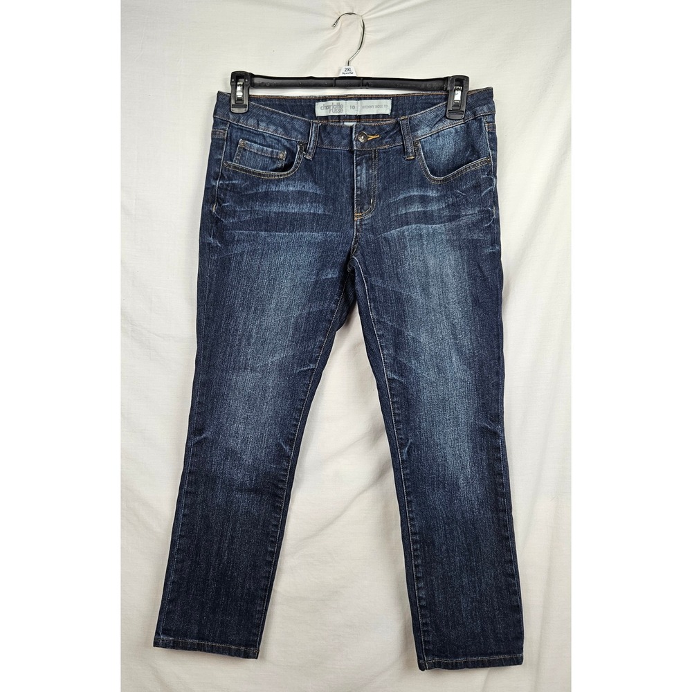 Charlotte‎ Russe Skinny Roll Up Jeans Dark Wash Denim Size 10 Classic